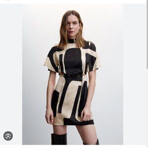 🖤Mango Silky Geometric Print Dress NWT, 14